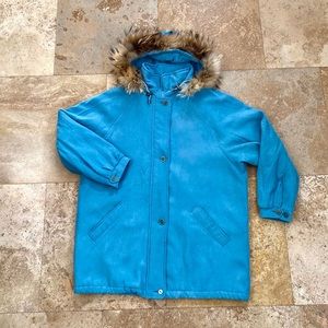 New LONDON FOG hoodie jacket blue zipper fur XL